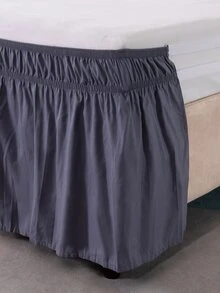 Solid Pleated Decor Bed Skirt - Dark Grey - View 5