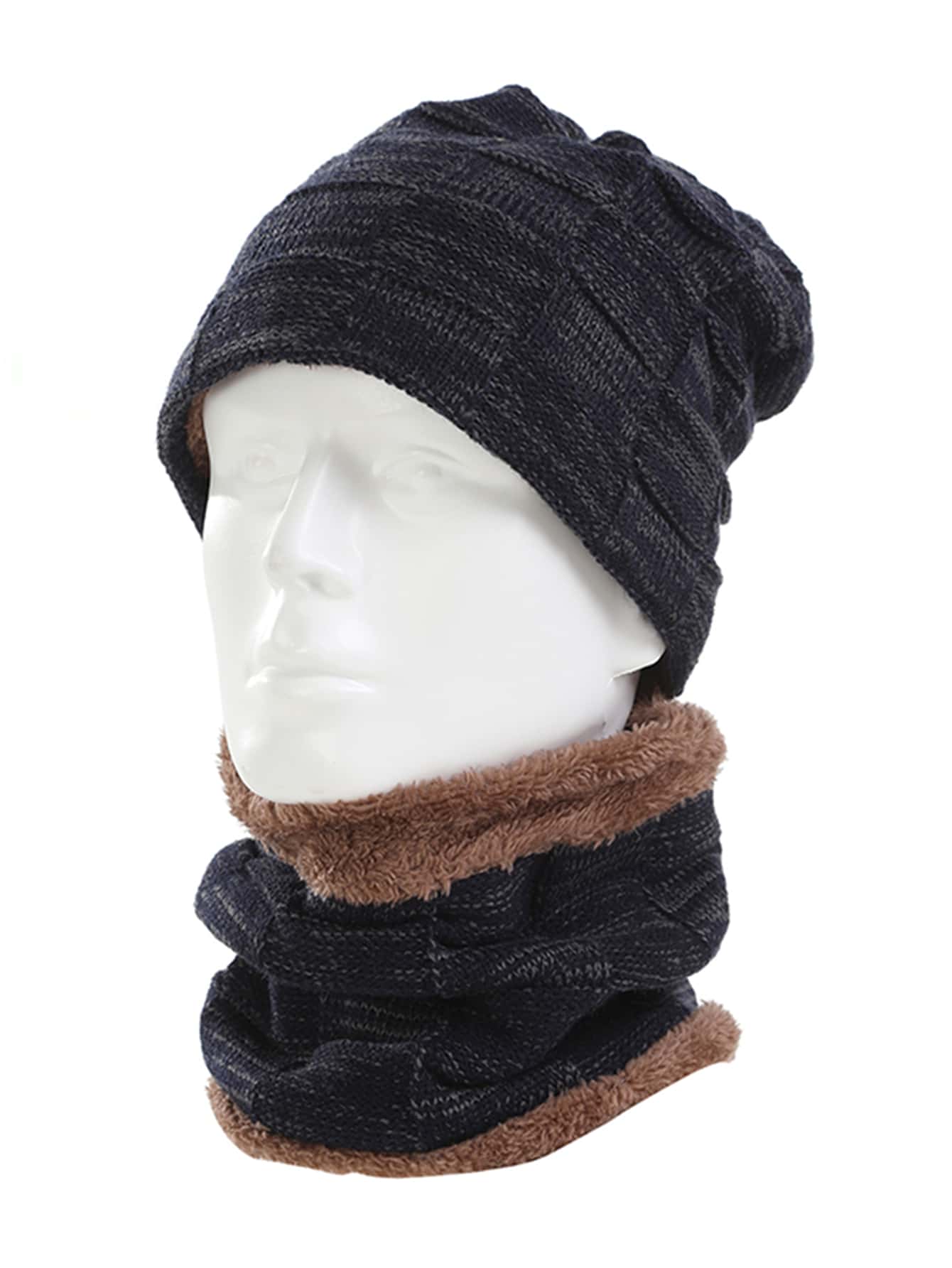 Anyfashion 2pcs Warming Sports Neck Gaiter & Hat - Navy Blue - View 1