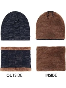 Anyfashion 2pcs Warming Sports Neck Gaiter & Hat - Navy Blue - View 3