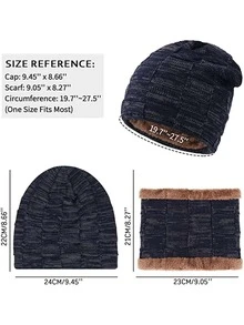 Anyfashion 2pcs Warming Sports Neck Gaiter & Hat - Navy Blue - View 4