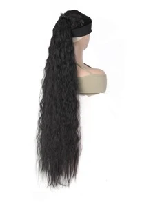 Extra Long Curly Ponytail Synthetic Hair Extension - Black - View 5