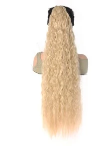 Extra Long Curly Ponytail Synthetic Hair Extension - Multicolor - View 3