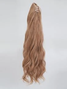 Medium Curly Ponytail Synthetic Hair Extension - Brown - View 4