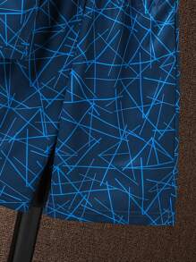 SHEIN Tween Boy Geo & Letter Graphic Tee & Shorts - Blue - View 5