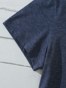 SHEIN LUNE Dandelion And Slogan Graphic Tee - Navy Blue - View 4