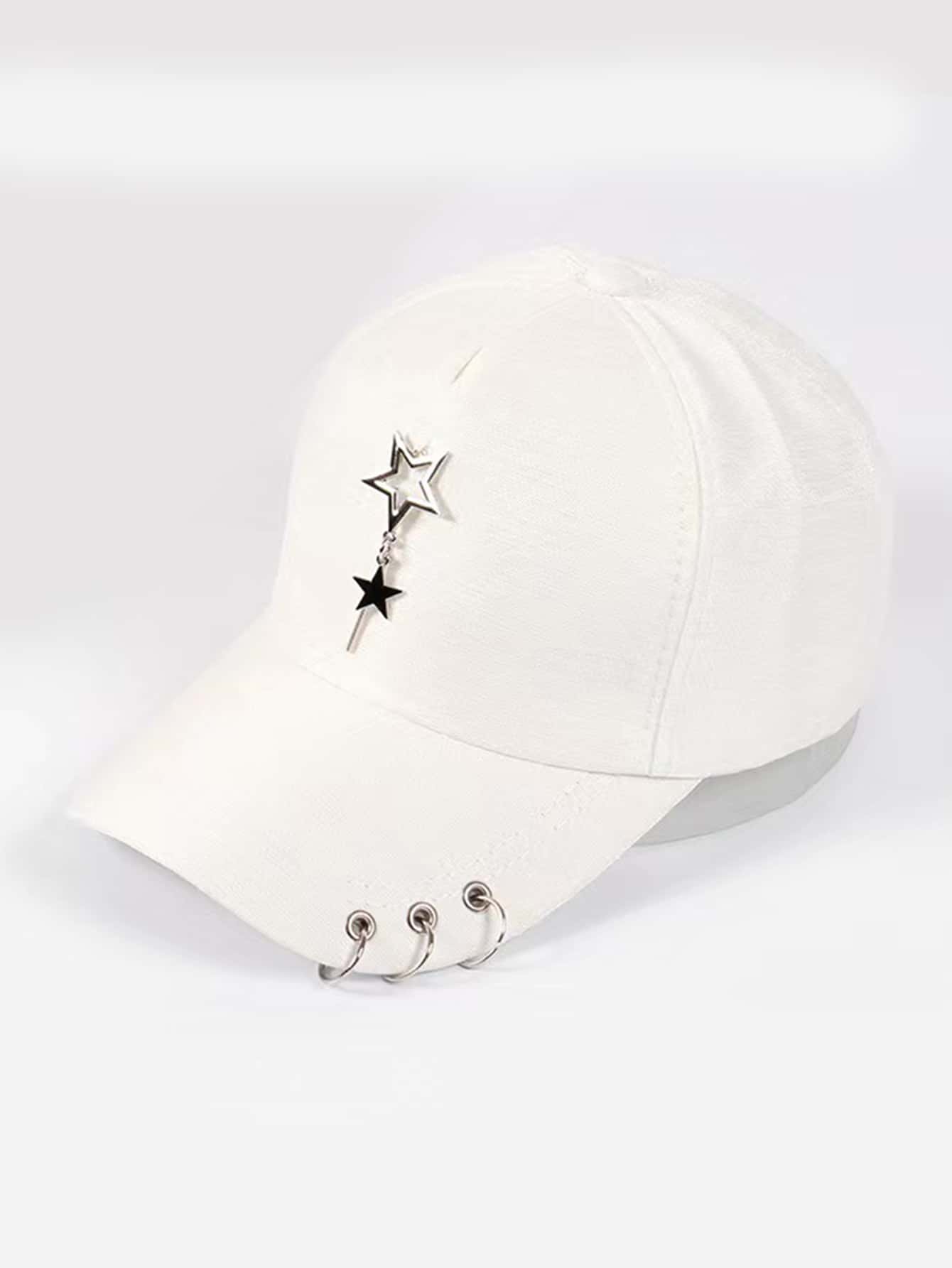Hombres Gorra de béisbol con estrella & con diseño de círculo - Blanco - Ver 1
