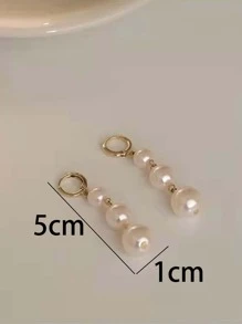 1只人造珍珠裝飾掛墜式耳環,銅質珠寶 - 金黃色 - 查看 3