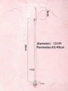 Rhinestone Heart Charm Necklace - Silver - View 3