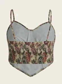 SHEIN MOOSTA Plus Floral Print Hanky Hem Cami Top - Multicolor - View 2