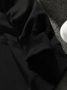 Manfinity Men Slogan Graphic Drawstring Thermal Lined Hoodie - Black - View 5