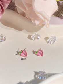 Peach Stud Earrings - Multicolor - View 3