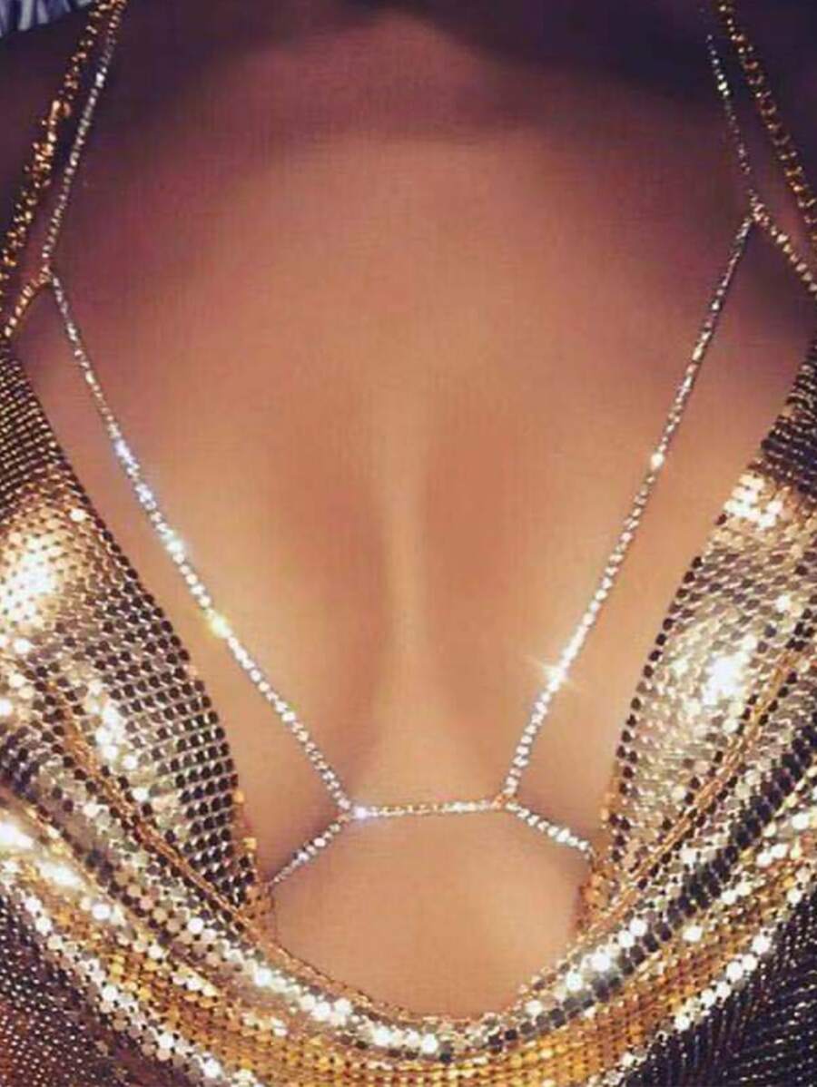 水鑽裝飾身體鏈 - 銀色 - 查看 1