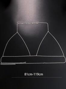 水鑽裝飾身體鏈 - 銀色 - 查看 4