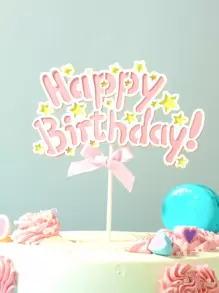 Decoración de pastel con estrella & con diseño de letra de cumpleaños - Multicolor - Ver 1