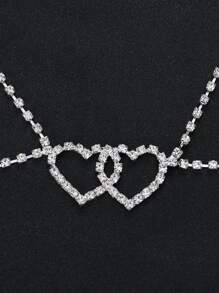 水鑽愛心裝飾身體鏈 - 銀色 - 查看 2