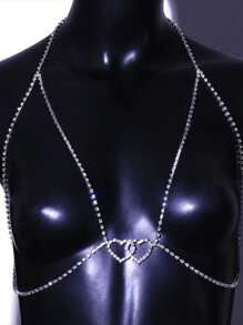 水鑽愛心裝飾身體鏈 - 銀色 - 查看 3