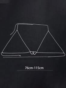 水鑽愛心裝飾身體鏈 - 銀色 - 查看 4