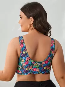 SHEIN Swim Curve Top bikini con estampado floral - Multicolor - Ver 2