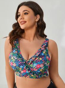 SHEIN Swim Curve Top bikini con estampado floral - Multicolor - Ver 4