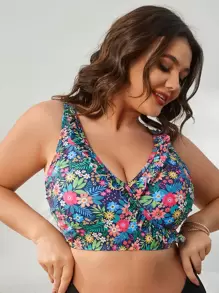 SHEIN Swim Curve Top bikini con estampado floral - Multicolor - Ver 5