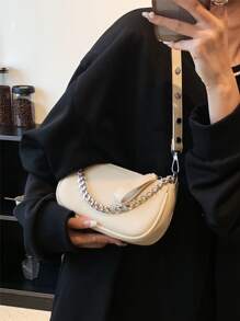 Mini Chain Decor Bag - Beige - View 2