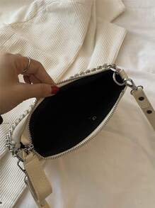 Mini Chain Decor Bag - Beige - View 3