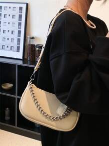 Mini Chain Decor Bag - Beige - View 5