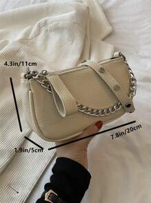Mini Chain Decor Bag - Beige - View 6