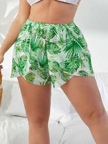 大碼熱帶圖案泳衣下裝 - 彩色 - 查看 3