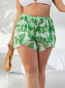 大碼熱帶圖案泳衣下裝 - 彩色 - 查看 4