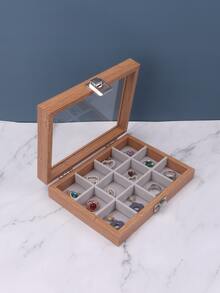 1pc Clear Jewelry Storage Box - Brown - View 1