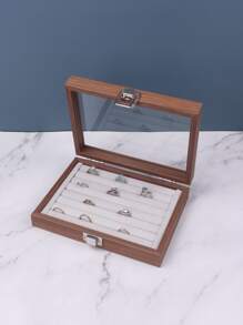 1 pieza Caja de almacenamiento de anillos de madera - Marrón - Ver 2