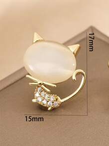 Rhinestone Decor Cat Design Brooch - Multicolor - View 3