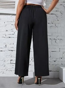 Flirla Plus High Waist Wide Leg Trousers - Black - View 2