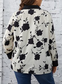 SHEIN Clasi Plus Floral Print Drop Shoulder Shirt - Multicolor - View 2
