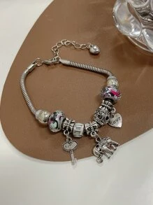 心和鑰匙墜飾手環 - 彩色 - 查看 1