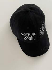 Gorra de béisbol floral & con bordado de slogan - Negro - Ver 12