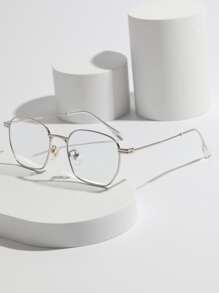 Metal Frame Eyeglasses - Silver - View 1