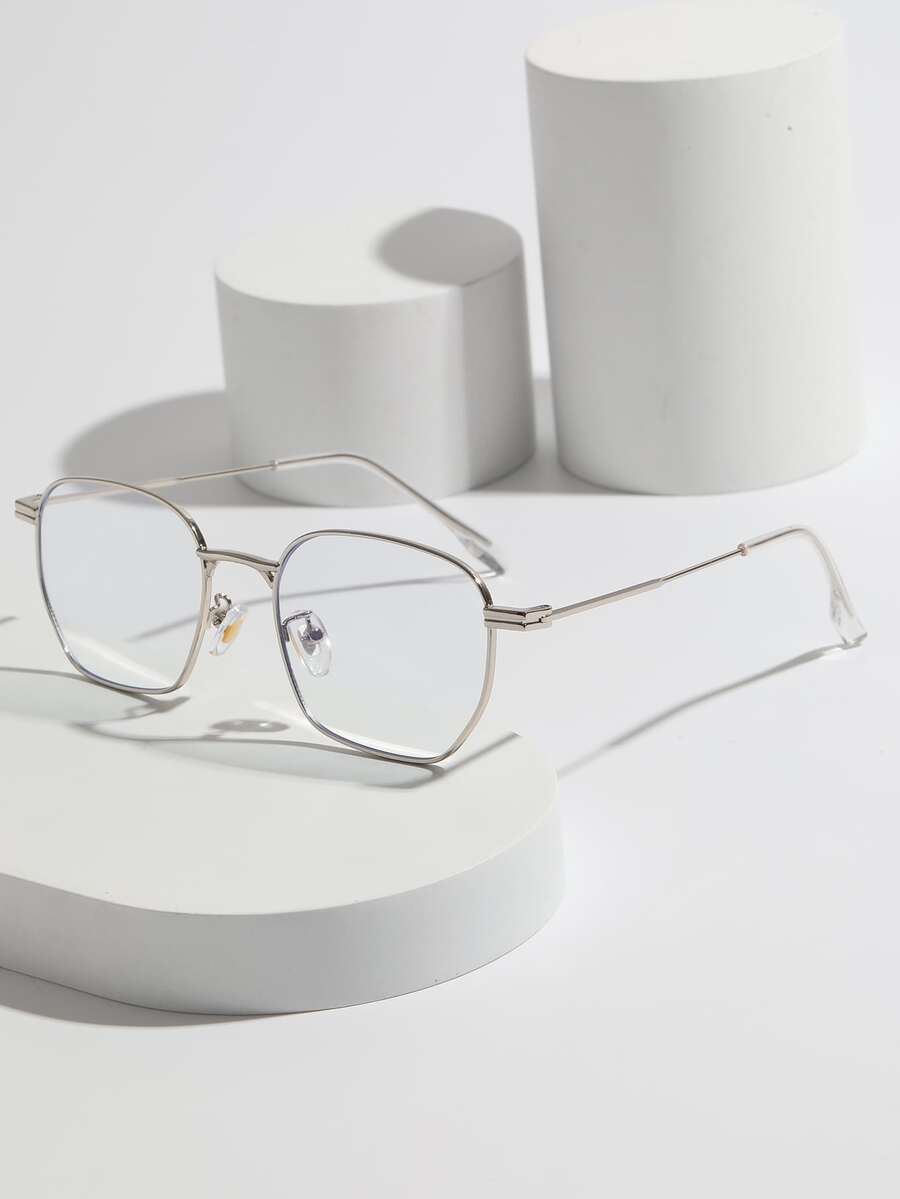 Metal Frame Eyeglasses - Silver - View 1