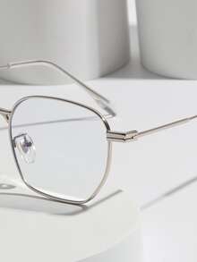 Metal Frame Eyeglasses - Silver - View 4