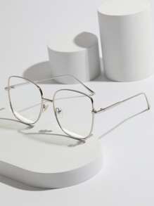 Metal Frame Eyeglasses - Silver - View 1
