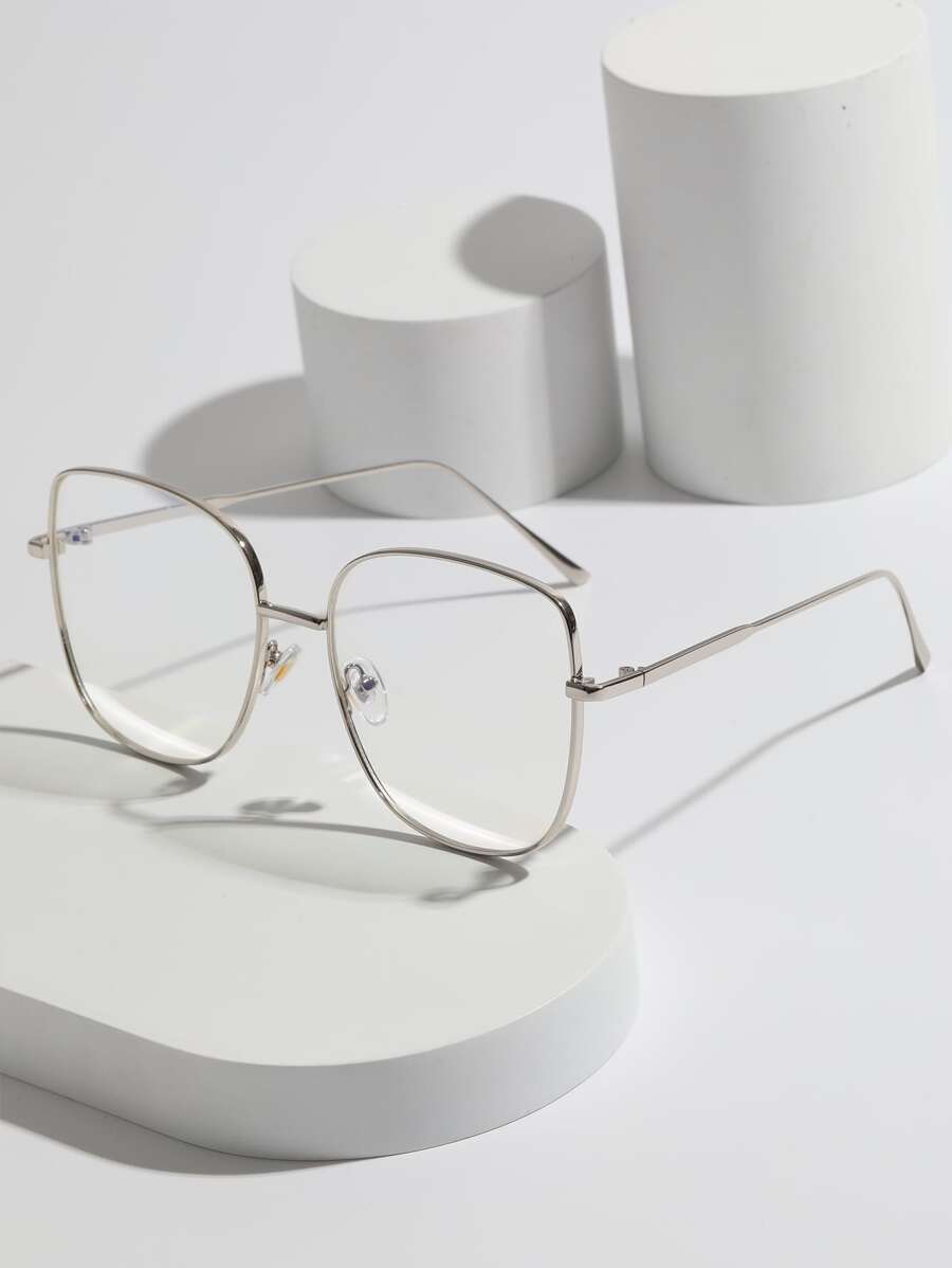 Metal Frame Eyeglasses - Silver - View 1