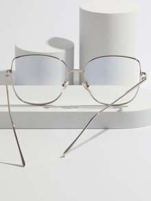 Metal Frame Eyeglasses - Silver - View 4