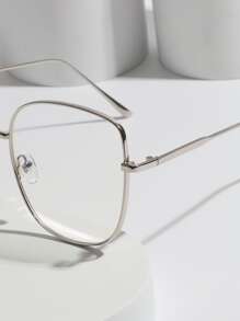 Metal Frame Eyeglasses - Silver - View 5