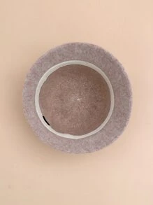 1 件女士复古优雅羊毛混纺针织渔夫帽，配皮带扣，适合日常穿着、聚会、送给女朋友的礼物、圣诞节 - 杏色 - 查看 5