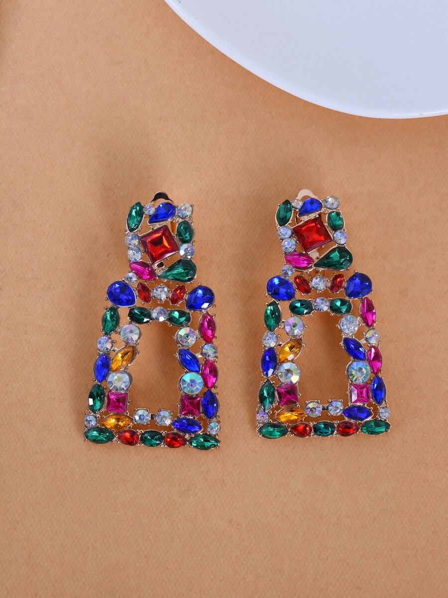 Kẹp rhinestone trên bông tai - Nhiều màu - Xem 1