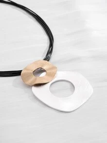 1pc Gold & Silver Plated Multi-Layered Braided Cord Pendant Necklace, Women'S Party Gift - Multicolor - View 3