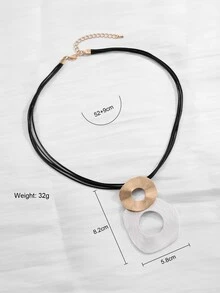 1pc Gold & Silver Plated Multi-Layered Braided Cord Pendant Necklace, Women'S Party Gift - Multicolor - View 6