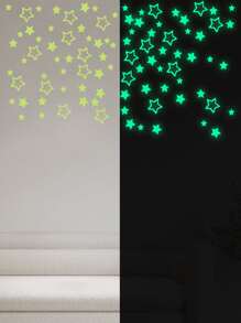 94pcs Self-Adhesive Wall Sticker, Glow In The Dark Star Pattern Waterproof DIY Wall Decal For Bedroom, Living Room Decor, Stickers, Wall Decal, Vinyl Decal For Home Decorations, Spring Decoration Items Refresh Your Home, Festival Decoration Stickers Gifts Birthday Graduation - Green - View 6