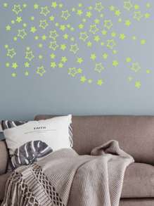 94pcs Self-Adhesive Wall Sticker, Glow In The Dark Star Pattern Waterproof DIY Wall Decal For Bedroom, Living Room Decor, Stickers, Wall Decal, Vinyl Decal For Home Decorations, Spring Decoration Items Refresh Your Home, Festival Decoration Stickers Gifts Birthday Graduation - Green - View 7